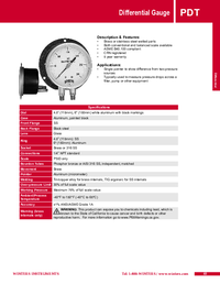 Thumbnail of document Data Sheet - PDT Differential Pressure Gauge